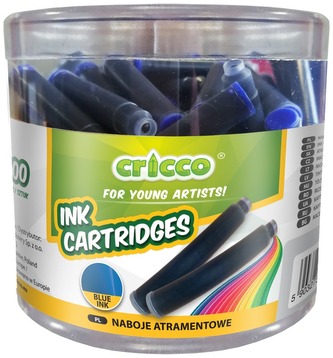 Naboje atramentowe niebieskie słoik 100 szt., Crico, MemoBe