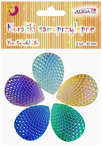 Dżety kryształki samoprzylepne JET-3317 łezki opalizujące 4x3cm, Aliga