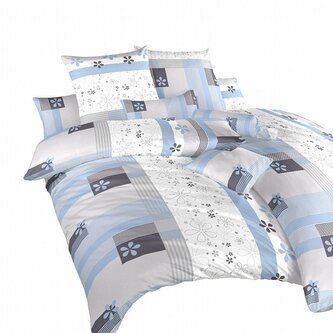 Dadka Povlečení satén Flér šedomodrá 200x200, 2x70x90 cm