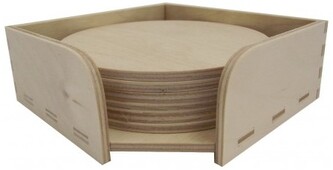 Podkładki pod szklanki sklejkowe okrągłe kpl. 6szt