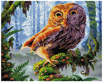 Mozaika diamentowa 40x50 Mądra sowa, iPicasso