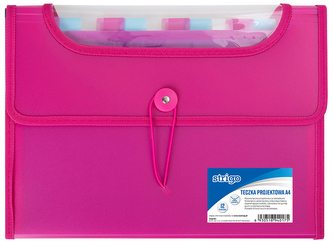 Teczka A4 PP z 12 przekładkami różowa Vfile, Strigo