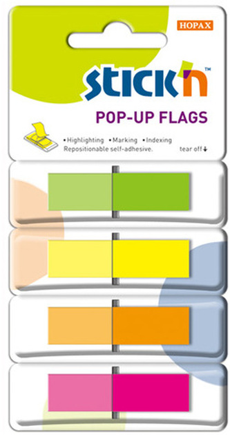 Zakładki indeksowe w podajniku 45 x 12 mm 160k. 4-kol., Stick`n