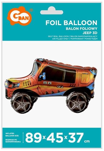 Balon foliowy Jeep 3D, 89x45x37 cm, GoDan