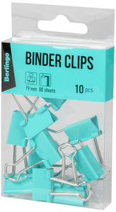 Klip do papieru 19mm, 80 arkuszy op. 10 szt. niebieskie, Berlingo