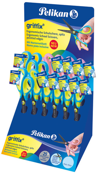 Nożyczki ergonomiczne Griffix szpiczaste Neon Blue 416799, Pelikan