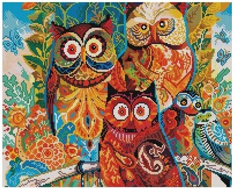 Mozaika diamentowa 40x50 - PD - Haft diamentowy Sowy, iPicasso