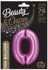 Balon foliowy B&C, Cyfra 0, satynowa różowa, 76 cm, GoDan