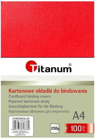 Karton chromolux A4 czerw. 100ark Titan.