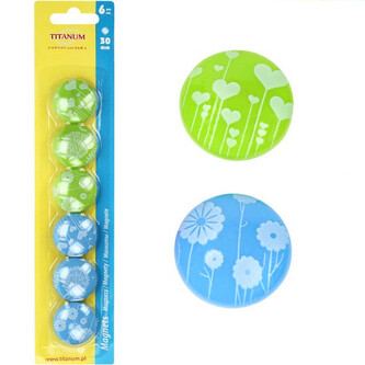 Magnesy do tablic 30 mm Kwiaty blister 6 szt., Titanum