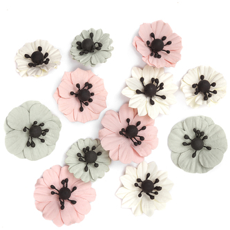 Anemony, kwiaty papierowe, 12 szt. cream&nude, Dp Craft