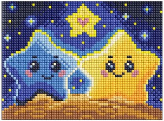 Mozaika diamentowa bez ramy "Kochające gwiazdki z holograficznymi kryształkami" 15x20cm, Ideyka