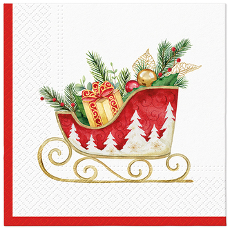 Serwetki 33x33cm Holiday Sleigh SDL236700, Paw