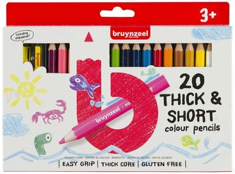 Kredki ołówkowe grube 20-kol. miękkie z temper. w karton. etui 60112020, Bruynzeel