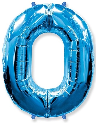 Balon foliowy "Cyfra 0" niebieska, 85 cm, Godan