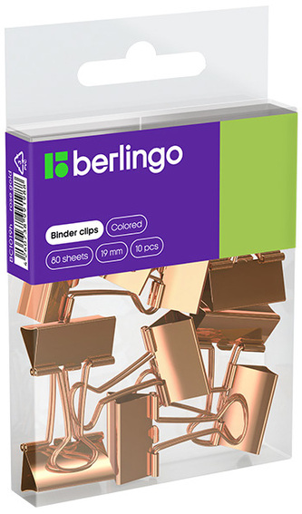 Klip do papieru 19mm, op. 10 szt. różowe złoto, Berlingo