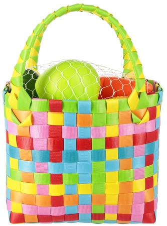 Zestaw warzyw i owoców w torbie.