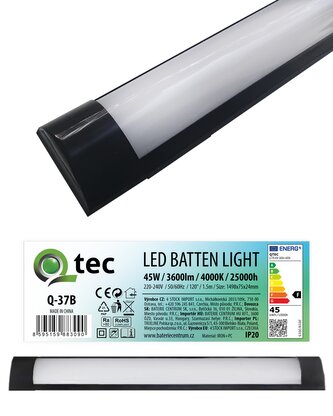 Q-37B 45W LED BATTEN LIGHT podlinkové světlo - černé QTEC 150cm