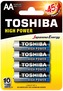 Baterie LR6 AA High Power +45% blist. 4 szt., Toshiba