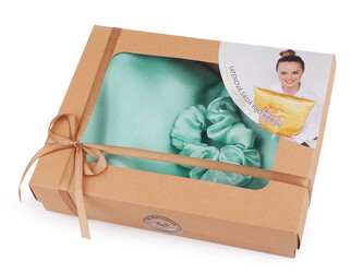 Sada na spaní, saténový povlak na polštář a gumička - 1 ks - 17 mint