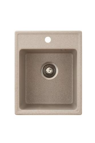 Metalac Inko, dřez X GRANIT QUADRO 40, otvor pro baterii, 400 x 500 mm, průměr 90 mm pro sifon, tl. 12 mm (béžový), včetně sifonu