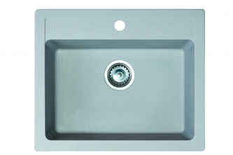 Metalac Inko, dřez X GRANIT QUADRO 60, otvor pro baterii, 600 x 500 mm, průměr 90 mm pro sifon, tl. 12 mm (šedá), včetně sifonu