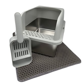 Kočičí toaleta ComfortSteel 36 x 30 x 51cm  Tmavě šedá / Nerez