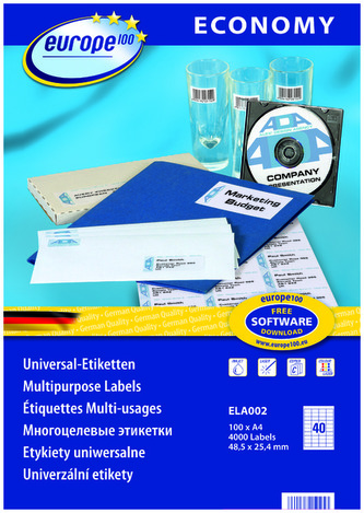 Etykiety 48.5 x 25.4 mm 40 x 100 ark Europe100 by Economy, Avery