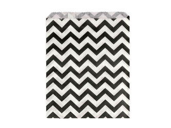 Papírový sáček chevron, puntík 13x17 cm - 100 ks - 1 bílo-černá chevron