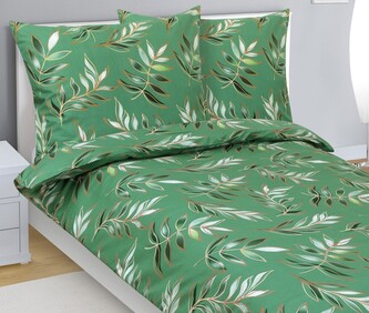 Povlečení bavlněné - List zelená - 140x200, 70x90 cm