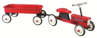 Czerwony traktor z przyczepą dla dzieci Goki