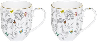 Sada dvou porcelánových hrnků Fleurs Et Papillons