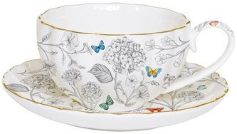 Porcelánový šálek a podšálek Fleurs Et Papillons