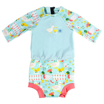 Splash About Plavky Happy Nappy kostýmek 3/4 rukáv Sunsuit Malé kačenky  Vel. XL (12-24 měs.)