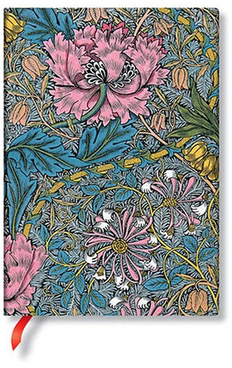 Notes William Morris Morris Pink Honeysuckle Midi w linię 144 str., Paperblanks