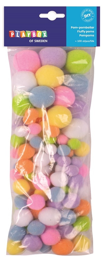 Chlupaté bambulky, 100 ks, pastelové barvy Chlupaté bambulky, 100 ks, pastelové barvy