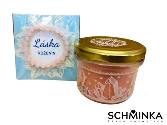 Vonná Sójová Svíčka s Krystalem a Náramkem "Růženín"