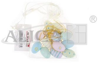 Jajka drewniane CDJ-3439 ze sznureczkami, rozm. 2,5cm, op. 12szt., Aliga