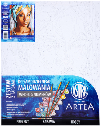 Zestaw z farbami, malowanie wg. numerów, podobrazie 40x50cm, Afrykańska kobieta Artea, Astra