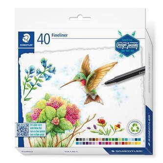 Fineliner "Triplus 334 Design Journey", 40 barev, sada, 0,3 mm, STAEDTLER 334 C40-C