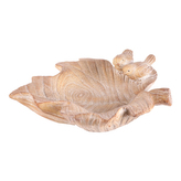 Krmítko/pítko - list s ptáčky, magnesium, imitace dřeva