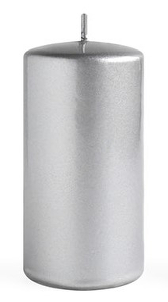 Świeca OPAL MET POŁYSK Walec mały 7xh10cm parafinowa srebrna