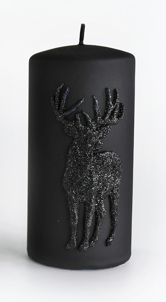 Świeca JELEŃ ALP walec duży parafinowa 7xh17,5cm CZARNA