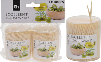 Wykałaczki 2x500szt w pojemniku okrągłym