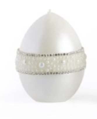 Świeca CRYSTAL jajko duże 7x11cm biała