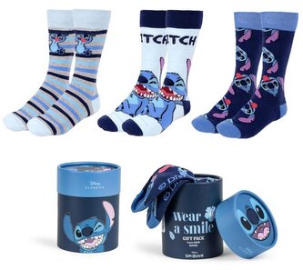 Set 3 párů pánských ponožek Disney|Lilo & Stitch: Ikony, Pruhy a Stitch (velikost EU 36-43)
