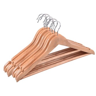 Dřevěná ramínka RONDO 10 kusů - světle hnědá