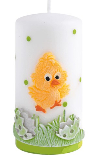 Świeca KURCZAK Walec średni 7xh14cmparafinowa zielona