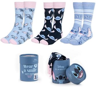 Set 3 párů pánských ponožek Disney|Lilo & Stitch: Nápisy a Ikony Stitche (VELIKOST EU 36-43)