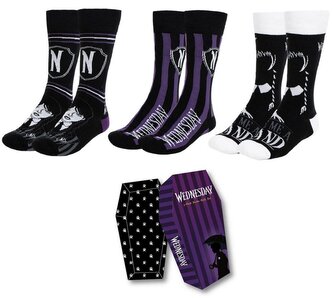 Set 3 párů pánských ponožek Netflix|Wednesday: Nápisy, Ikony a Loga (VELIKOST EU 36-43)